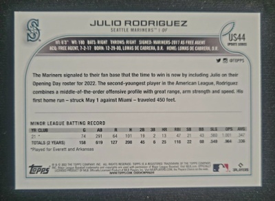 2022 Topps Update Series - [Base] - Advanced Stat Back #US99