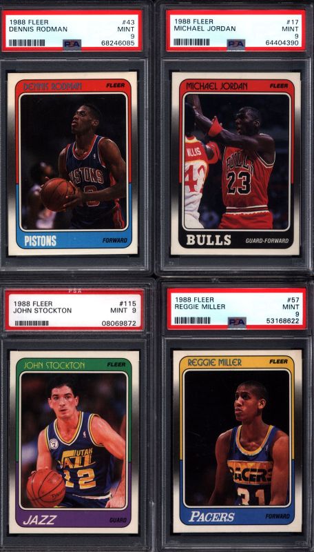 1988 Fleer Basketball Set Break with Michael Jordan PSA 9